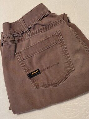 Ariat Rebar M4 Relaxed Straight Mens Brown Pants Size 30x36 Guc Workwear Outside